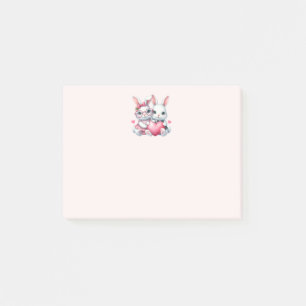 Cute Bunnies Sharing a Heart Post-it Notes
