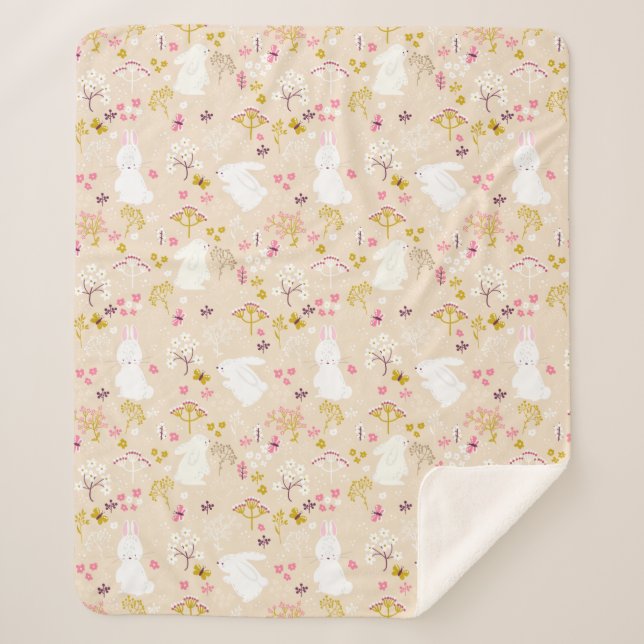 Cute Bunnies Sherpa Blanket (Front)