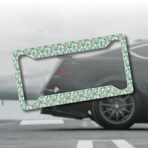 Cute Bunnies Sitting Among White Daisies License Plate Frame