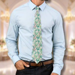 Cute Bunnies Sitting Among White Daisies Neck Tie