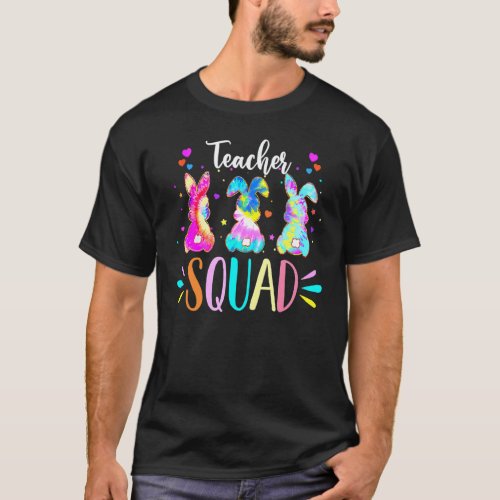 Cute Bunnies Teacher Squad Easter Day Tie Dye Boys T-Shirt