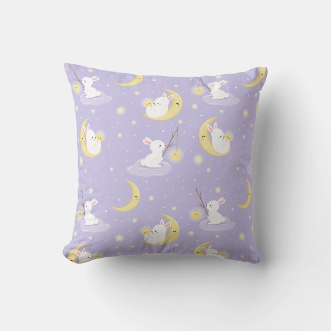 Cute Bunnies Throw Pillow (Front)