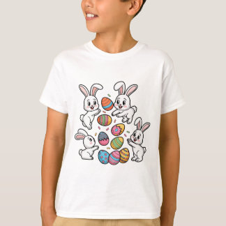 Cute Bunnies Tossing Easter Eggs T-Shirt