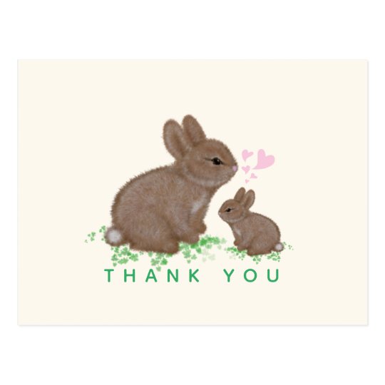 Cute Bunnies with Hearts Baby Shower Thank You Postcard | Zazzle.com