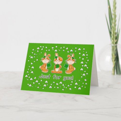 Cute Bunnies with Shamrocks St Patricks Day Card