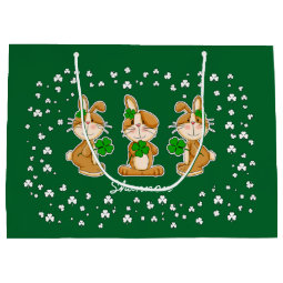 Cute Bunnies with Shamrocks St.Patrick's Day Large Gift Bag | Zazzle