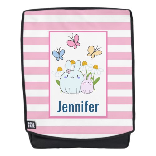 Cute Bunnies with Spring Daisies and Butterflies Backpack