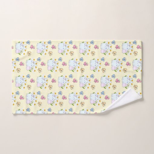 Cute Bunnies with Spring Daisies and Butterflies Bath Towel Set | Zazzle