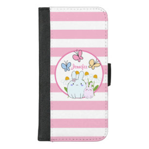 Cute Bunnies with Spring Daisies and Butterflies iPhone 8/7 Plus Wallet Case