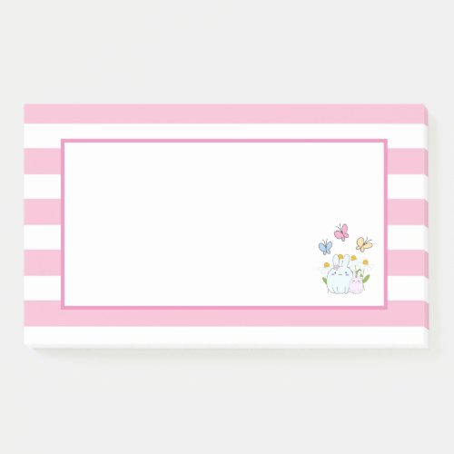 Cute Bunnies with Spring Daisies and Butterflies Post_it Notes