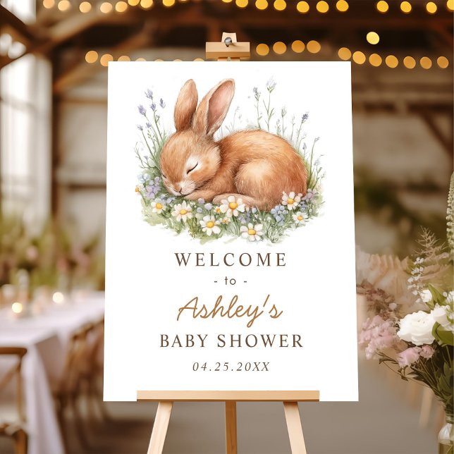 Cute Bunny 1st Birthday Party Welcome Sign (Creator Uploaded)