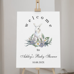 Cute Bunny 1st  Birthday Party Welcome Sign