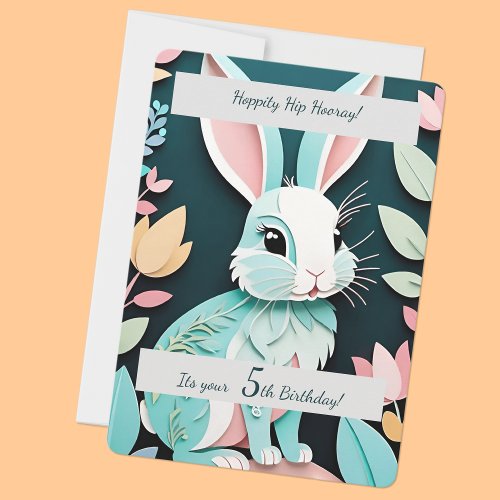 Cute Bunny Age Birthday Card for Kids