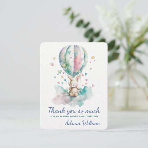 Cute bunny and balloon watercolor hearts invitation