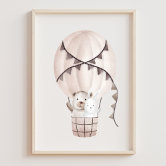 Baby & Baby Animals In Hot Air Balloon - Unfinished Wood Cutouts