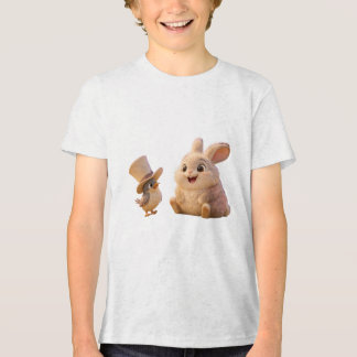 Cute Bunny and Bird with Top Hat