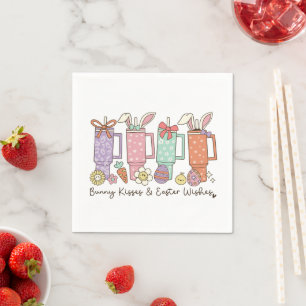 Cute Bunny and Bows Retro Coquette Pastel Easter Napkins