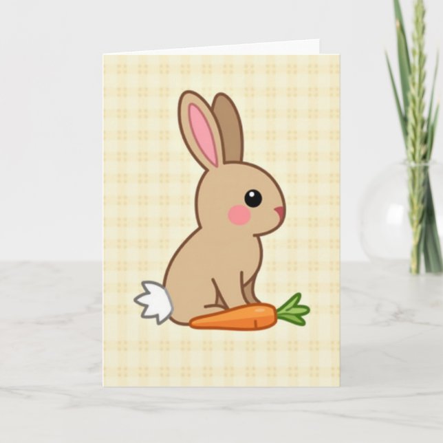 Cute Bunny And Carrot Card (Front)