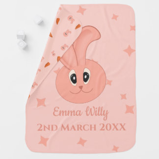 Cute Bunny and Carrot Pattern  Baby Blanket