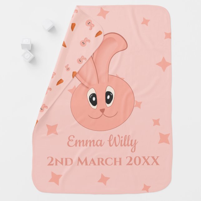 Cute Bunny and Carrot Pattern  Baby Blanket (In Situ)