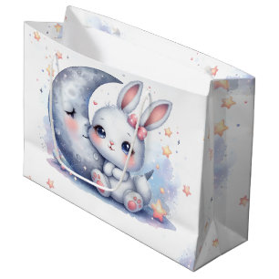 cute bunny and crescent moon large gift bag