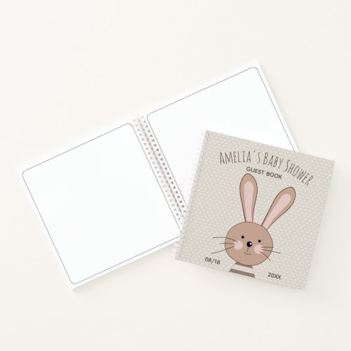 Cute Bunny and Dots Baby Shower Guest Notebook