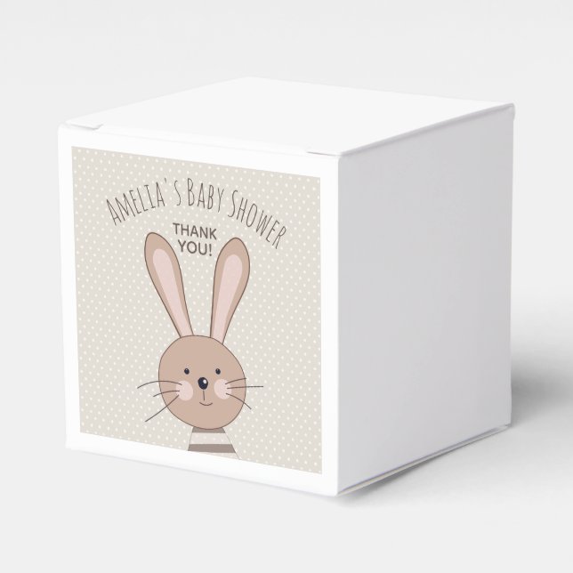 Cute Bunny and Dots Custom Baby Shower Favor Boxes (Front Side)