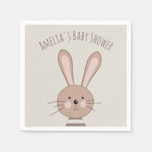 Cute Bunny and Dots Custom Baby Shower Napkins