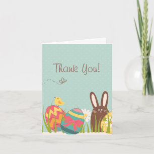 Cute Bunny and Easter Eggs Holiday Thank You Card