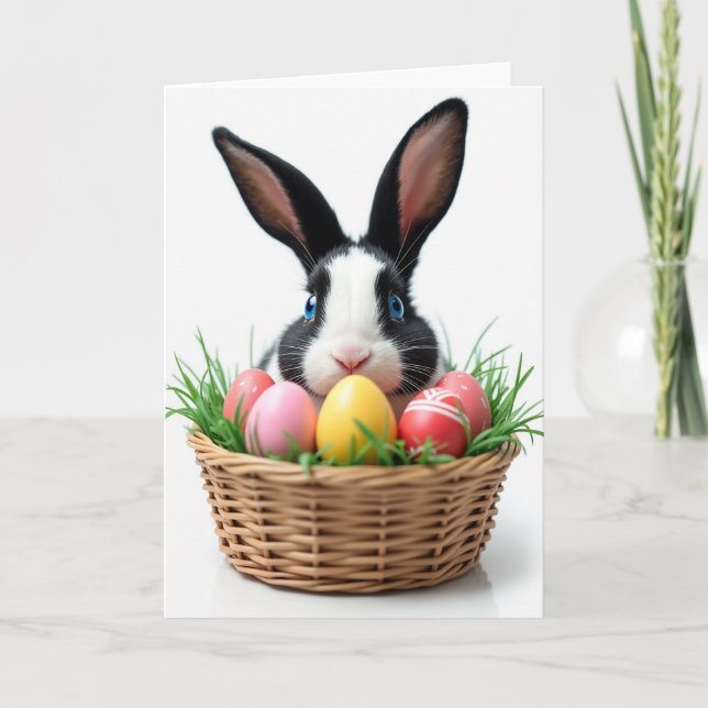 Cute Bunny And Eggs Spring Card (Front)