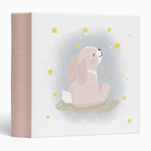 Cute Bunny and gold stars. 3 Ring Binder