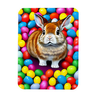 Cute Bunny and Jellybeans Magnet