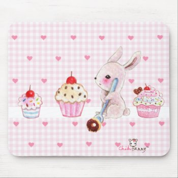 Cute Bunny And Kawaii Cupcakes Mouse Pad by Chibibunny at Zazzle