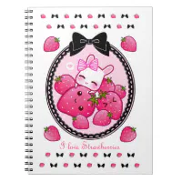 Cute bunny and kawaii strawberries postage, Zazzle