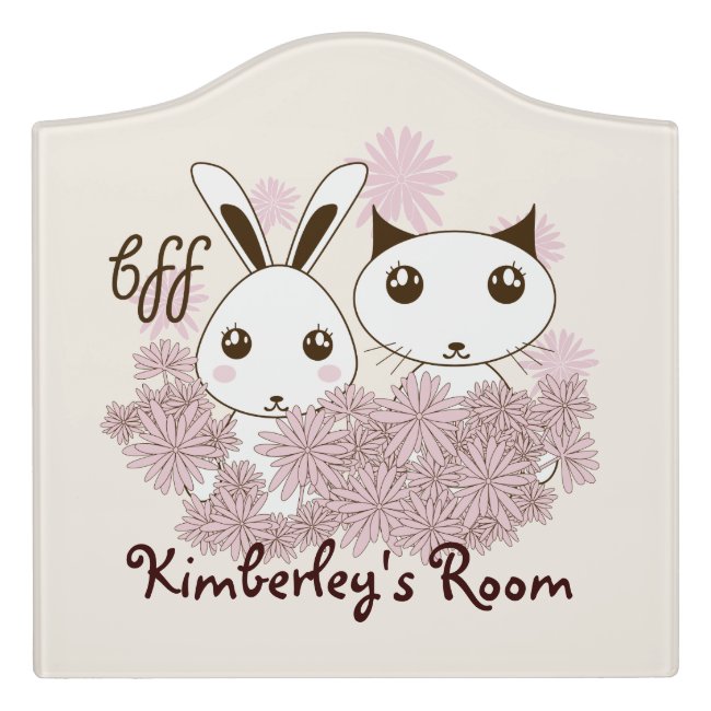 Cute Bunny and Kitten Animal Cartoon Kids Room