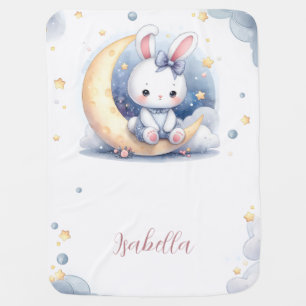 cute bunny and lovely moon  baby blanket