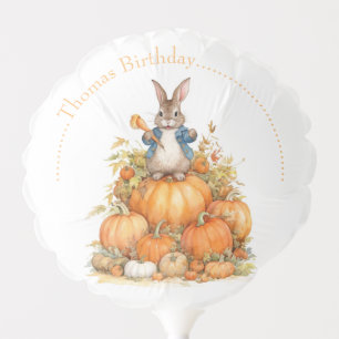 Cute Bunny and pumpkins Fall Birthday Balloon