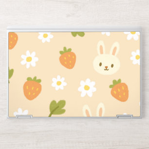 Cute Bunny and Strawberry Seamless Pattern, Hand-D HP Laptop Skin