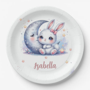 cute bunny and the moon birthday  paper plates