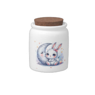 cute bunny and the moon candy jar