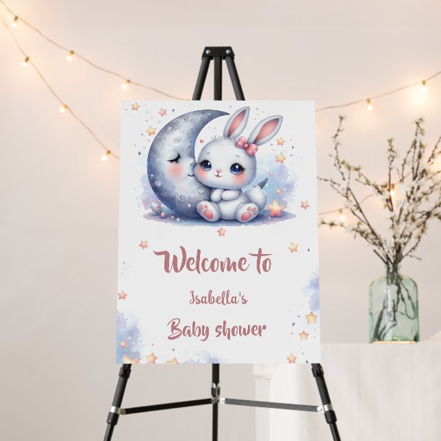 cute bunny and the moon welcome sign (In Situ (Stand))