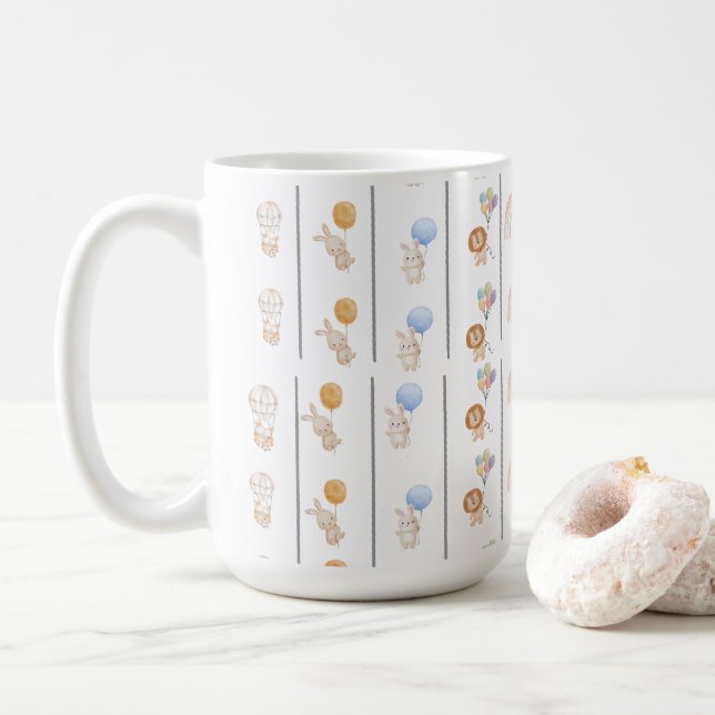Cute bunny animals pastel coffee mug (With Donut)