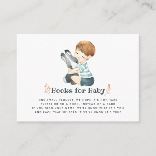 Cute Bunny Autumn _ Fall Baby Shower Book Request Enclosure Card