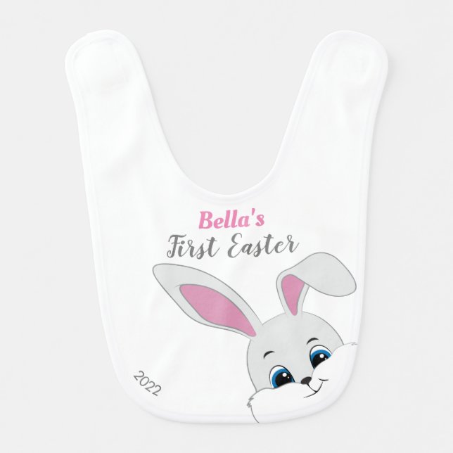 Cute Bunny Baby Bib for Baby Girl (Front)