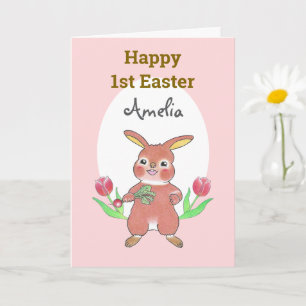 Cute Bunny Baby Happy 1st Easter Folded Card