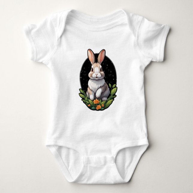 Cute Bunny Baby Jersey Bodysuit (Front)