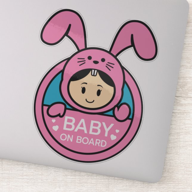 Cute Bunny - Baby on Board Sticker (Detail)