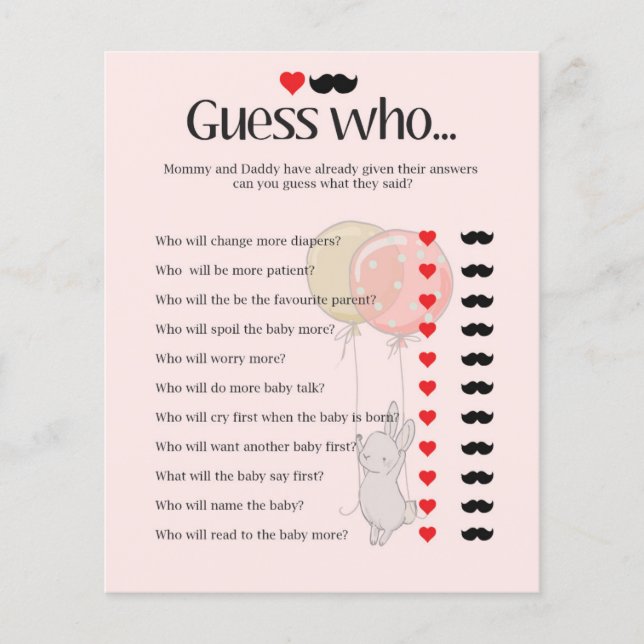 Cute bunny baby shower games (Front)