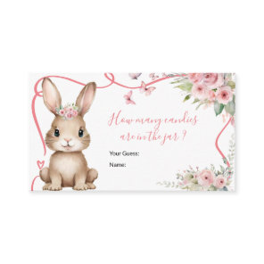 Cute Bunny Baby Shower Girl How Many Candies Enclosure Card