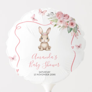 Cute Bunny Baby Shower Girl Pink Floral Balloon